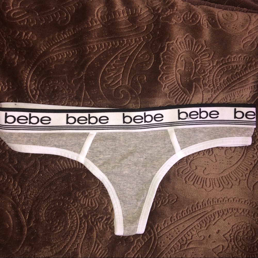 NEW. bebe Gray Thong Underwear